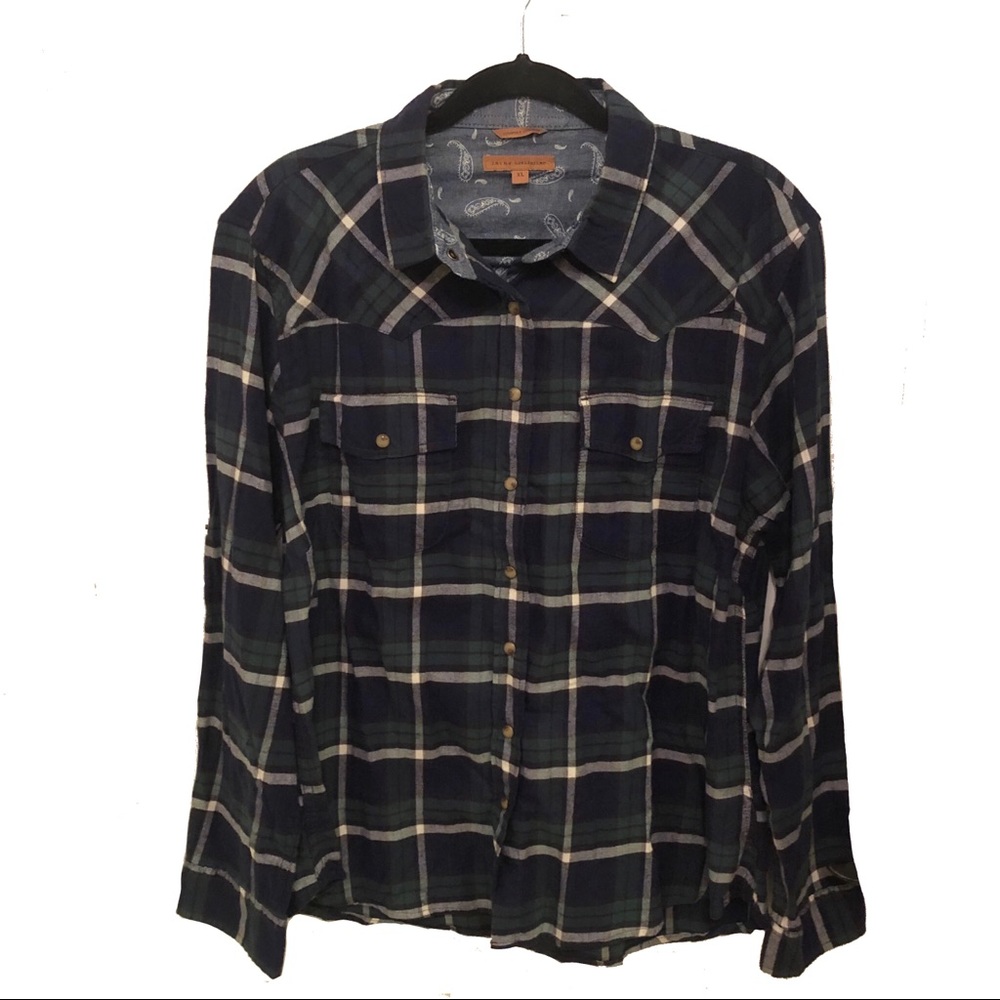Navy/Green Flannel Shirt